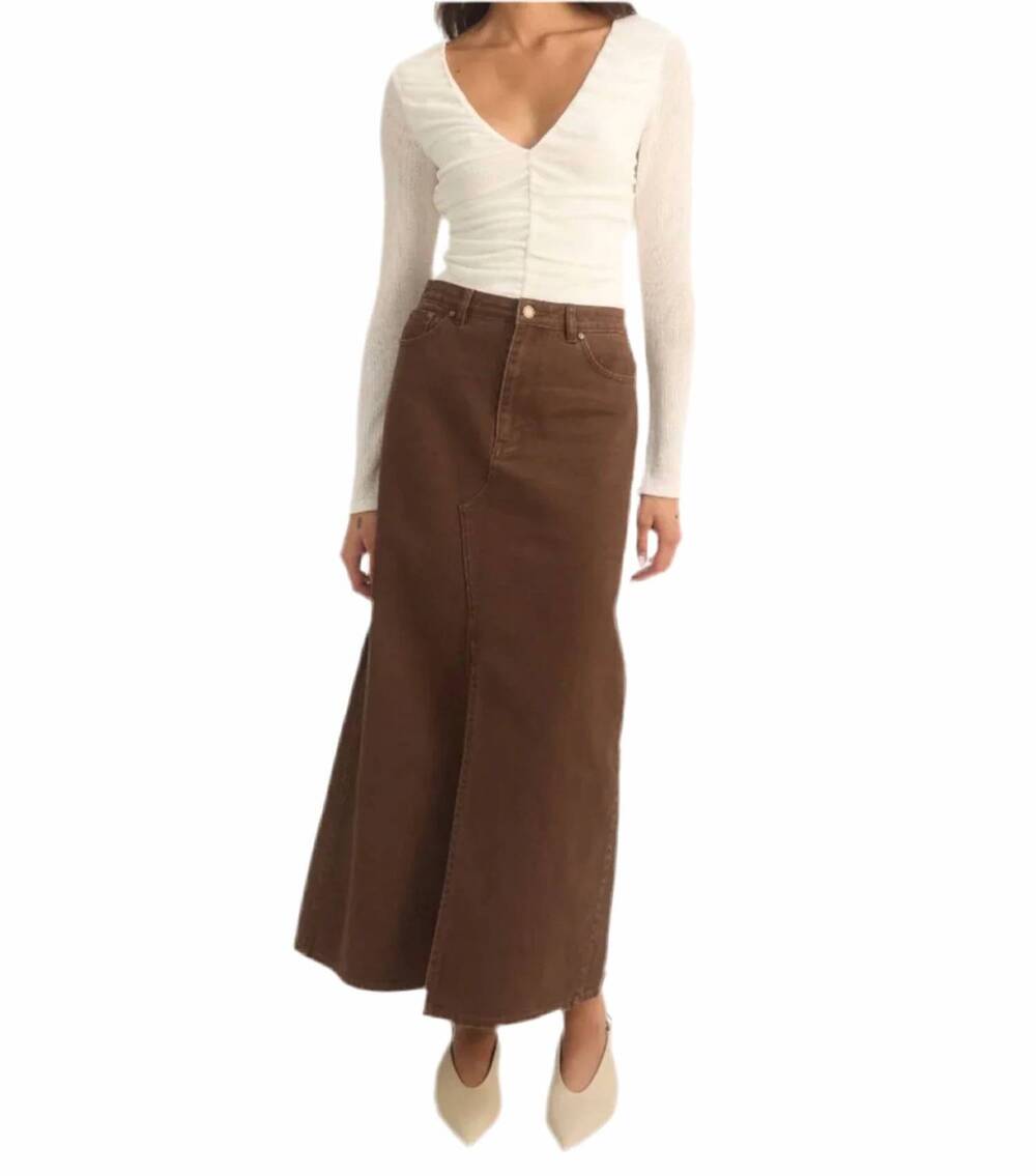 NEW MON RENN bayside maxi skirt in coffee